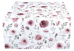 Bavlněný běhoun na stůl s růžemi Rustic Rose – 50x140 cm