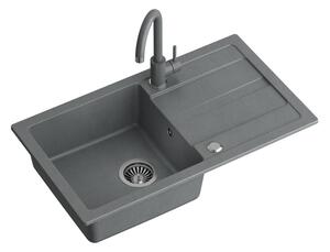 Šedý kuchyňský granitový dřez QUADRON GO- MAX + BATERIE