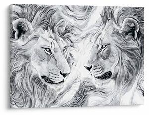 Obraz - Kreslené lví hlavy (70x50 cm)