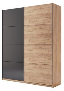 Skříň s posuvnými dveřmi 2.0x2.4m (Dveře Dub Kraft/Mat Láva), série N Luna