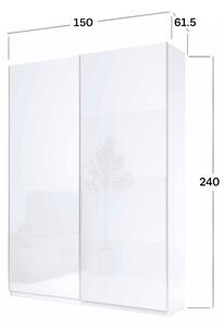 Skříň s posuvnými dveřmi 1,5x2,4 m (Dveře Lesklá Bílá), série N Family