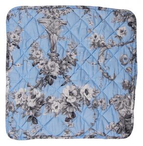 Modrý vintage povlak na polštář s květinami – 40x40 cm