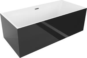 Mexen Nita, volně stojící vana 170 x 80 cm, bílá-černá, broušený grafit přepad, 52091708075-95