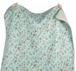 Tyrkysový přehoz na dvoulůžkové postele s květy Flowers – 240x260 cm
