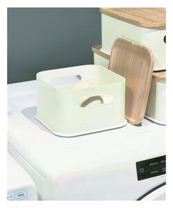 Bílý úložný box s víkem ze dřeva paulownia iDesign Eco Handled, 21,3 x 21,3 cm