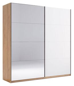 Skříň s posuvnými dveřmi 2,0x2,1 m (Dveře Lesklá Bílá/Zrcadlo) série N Asti