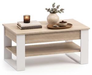Ak furniture Konferenční stolek s výsuvnou deskou Denver 92 cm dub Sonoma/bílý