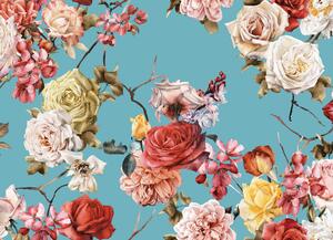 Malvis ® Tapeta Jarní květiny na modrém podkladu Vel. (šířka x výška): 144 x 105 cm