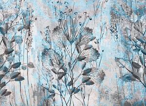 Malvis ® Tapeta Modrošedá rostlinná abstrakce Vel. (šířka x výška): 144 x 105 cm