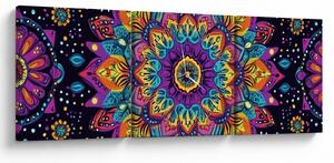 Obraz - Kaleidoskopická mandala (s hodinami) (90x30 cm)