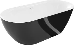 Mexen Roxy, volně stojící vana 170 x 80 cm, bílá-černá, bílý přepad, 51201708075-20
