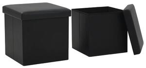 Skládací úložné stoličky 2 ks černé umělá kůže