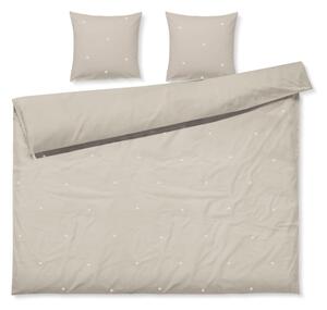 Béžové povlečení na dvoulůžko/prodloužené z bavlněného perkálu 200x220 cm Daisy – JUNA