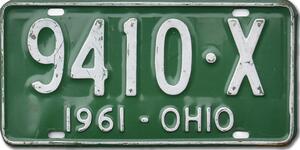 Americká SPZ Ohio 1961 Green 9410-X