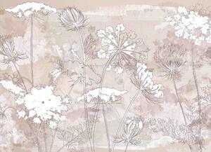 Malvis ® Tapeta Kontury rostlin v japonském stylu Vel. (šířka x výška): 144 x 105 cm