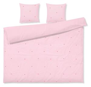 Růžové povlečení na dvoulůžko/prodloužené z bavlněného perkálu 200x220 cm Daisy – JUNA