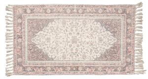 Růžový bavlněný koberec s květy a třásněmi Rosa – 140x200 cm