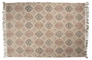 Béžový bavlněný koberec ve vintage stylu s ornamenty – 140x200 cm