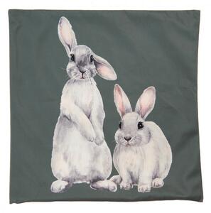 Zelený povlak na polštář s králíčky