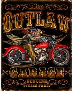 Plechová cedule Outlaw Garage Bikes 32 cm x 40 cm