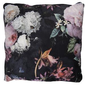 Sametový polštář s motivem květin – 45x45x4 cm