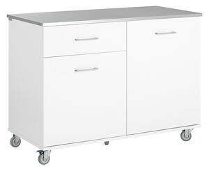 Sobuy Fkw117-W Designový Kuchyňský Vozík Kuchyňský Ostrůvek Kuchyňská Skříňka Příborník Bílý 120X90X56Cm
