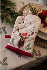 Kuchyňská bavlněná chňapka Holly Christmas s jelenem – 12x21 cm