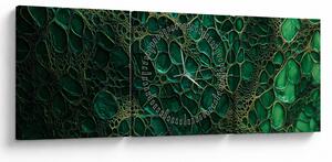 Obraz - Zelený mikroskopický snímek (s hodinami) (90x30 cm)
