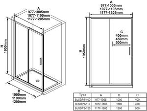 Ravak Blix Slim sprchové dveře 120 cm posuvné černá matný/průhledné sklo X0PMG0300Z1