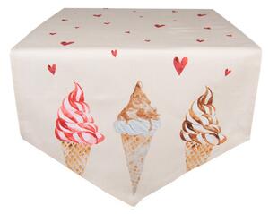 Béžový bavlněný běhoun na stůl se zmrzlinou Frosty And Sweet – 50x160 cm