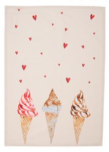 Béžová bavlněná utěrka se zmrzlinou Frosty And Sweet – 50x70 cm