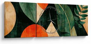 Obraz - Geometrické přírodní motivy II. (s hodinami) (90x30 cm)