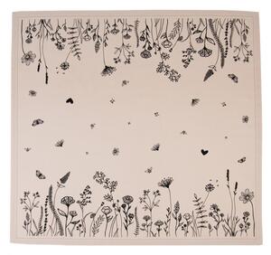 Béžový bavlněný ubrus s květinami Flora And Fauna – 100x100 cm