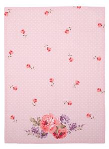 Růžová bavlněná utěrka s růžemi Dotty Rose I – 50x70 cm