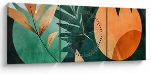 Obraz - Geometrické přírodní motivy (s hodinami) (90x30 cm)