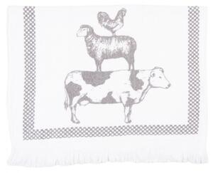 Kuchyňský froté ručník s krávou, ovcí a slepicí – 40x66 cm