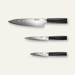 Sada kuchyňských nožů Seburo SARADA Damascus 3ks (séfkuchařský nůž 200mm, univerzální nůž 130mm, nůž na ovoce a zeleninu 95mm)