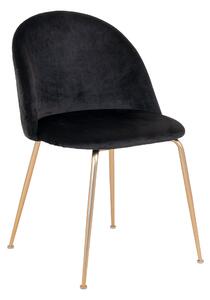 Sametová jídelní židle Louis černá/mosazná