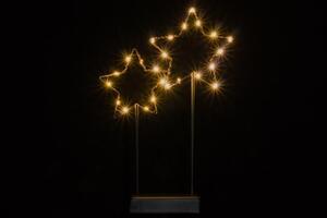 Nexos 57391 Vánoční LED dekorace - kovové hvězdy- 25 LED černá