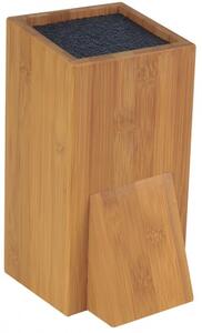 EmaHome Hranatý bambusový stojan na nože s plastovými štětinami / 24,5 x 11 x 10,5 cm