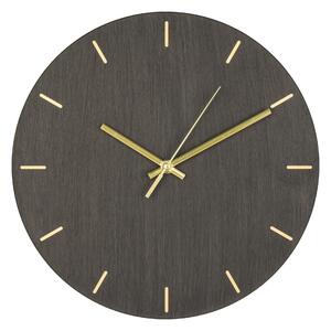 House Nordic Nástěnné hodiny, kov, šedá dřevěná konstrukce, tichý chod\nø30 cm (Šedá)