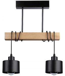Závěsné stropní svítidlo lustr svítidlo Dřevěné LED E27 LOFT černé