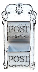 Bílá kovová nástěnná police s přihrádkami na poštu – 23x10x46 cm