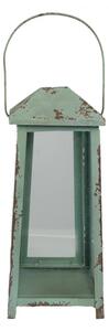 Zelená antik dekorační kovová lucerna Ambrosius – 16x15x47 cm