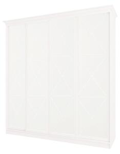 Skříň Rim-Veneziano 4D 2,63 m bílá s římsou, fasádami DTD (s dekorem)
