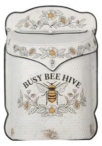 Krémová retro poštovní schránka s včelou Bee Hive – 27x8x39 cm