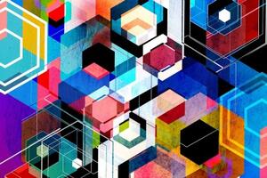 Tapeta barevná geometrie abstrakce - 150x100 cm