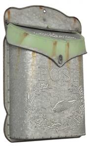 Šedivo zelenkavá retro poštovní schránka Melle – 27x8x39 cm
