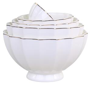 Set 5ks bílá porcelánová miska se zlatým proužkem Arés - Ø15*9 cm