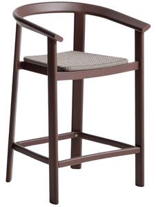 Kave Home Hnědá zahradní barová židle s výpletem Erice 65 cm